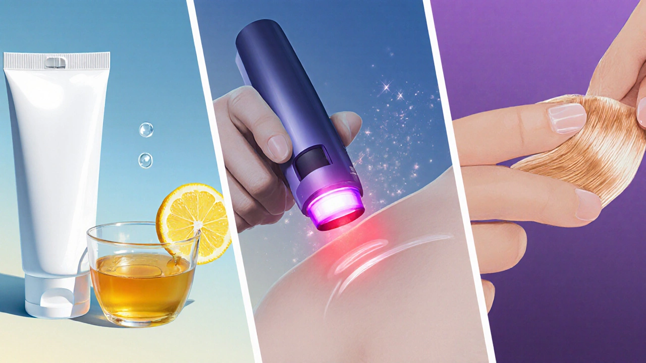 Různé metody zesvětlení: krém, citronový mix a laser na břiše.