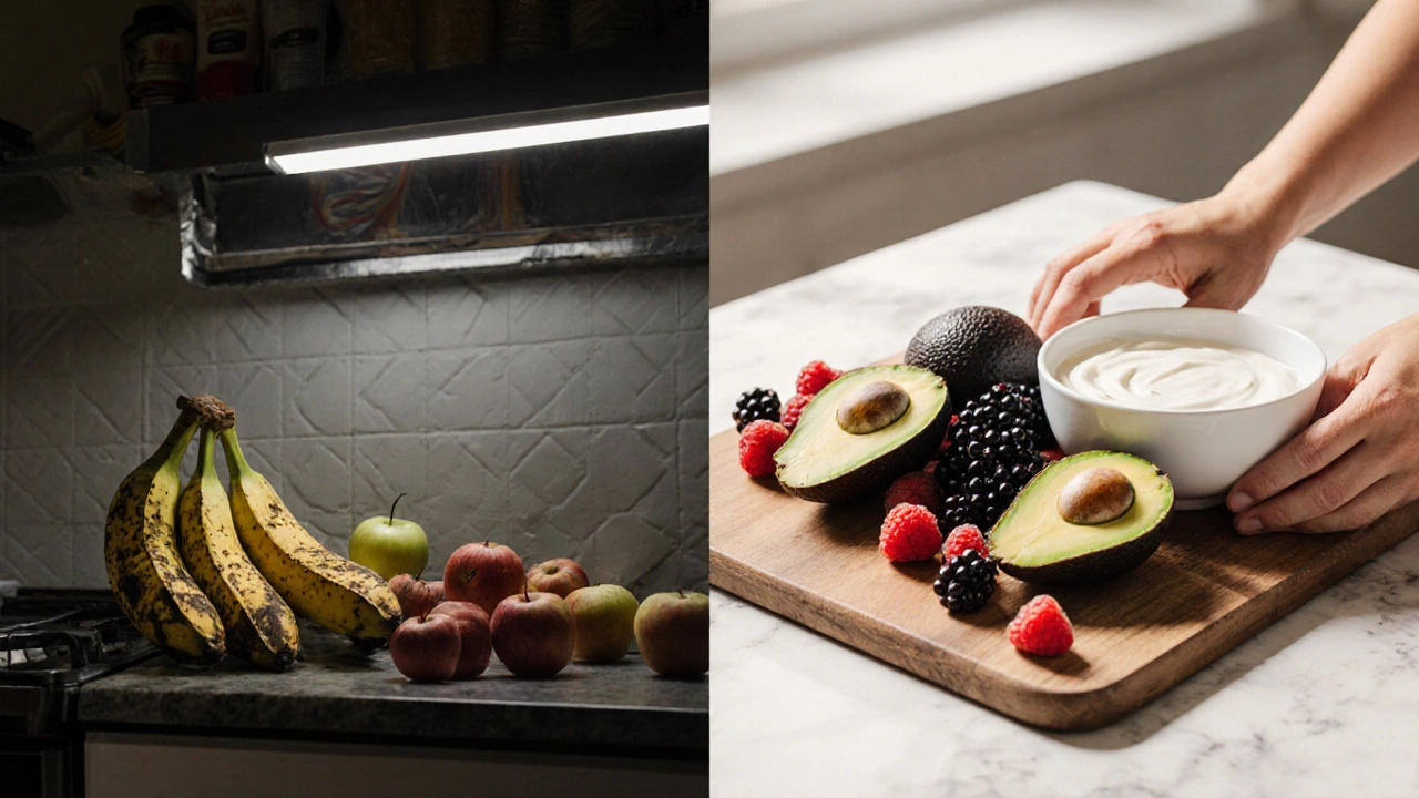 Dvě strany kuchyňského stolu: běžné ovoce vs. výživně bohaté lokální druhy.