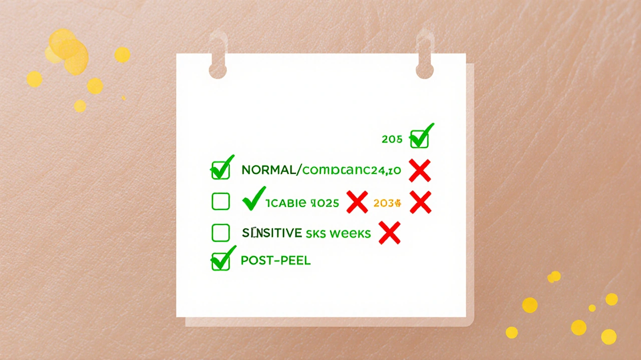 Kalendář s doporučenými frekvencemi používání vitamínu C podle typu pokožky.