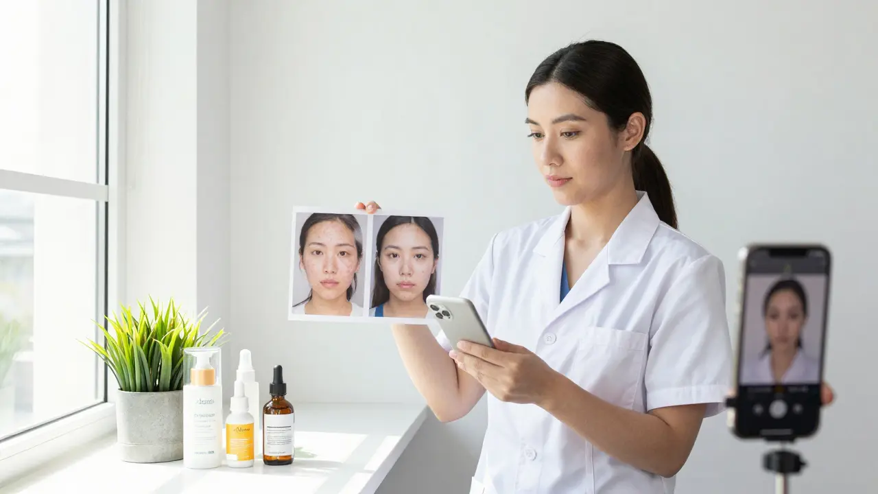 Kosmetička prezentuje před a po fotkách pokožky na svém Instagramu.