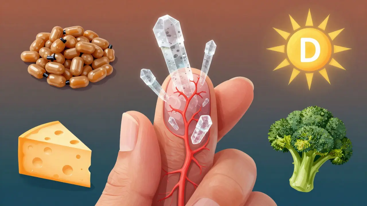 Přehled vnitřního rozložení vápníku v těle, který nezpevňuje nehty.