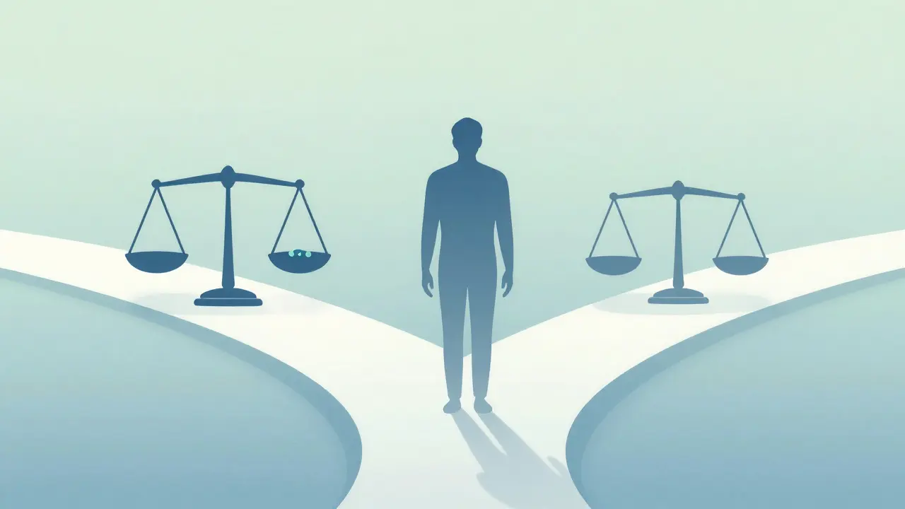 Abstraktní ilustrace vyvažování zdraví střev při užívání probiotik