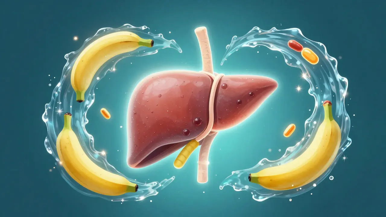 Konceptuální znázornění detoxikace jater a obnovy organismu.