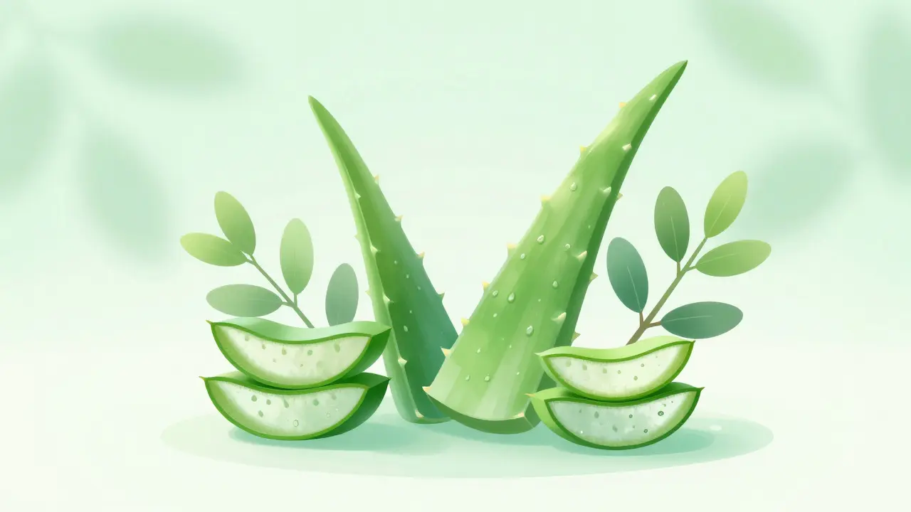 Abstraktní ilustrace aloe vera a péče o klidnou pleť