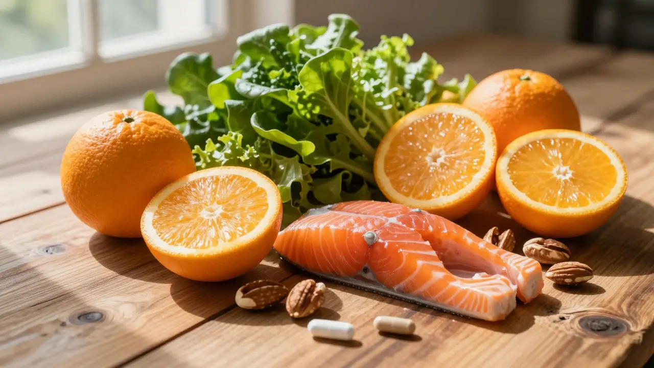 Čerstvé ovoce, zelenina a ryby jako přirozený zdroj vitamínů