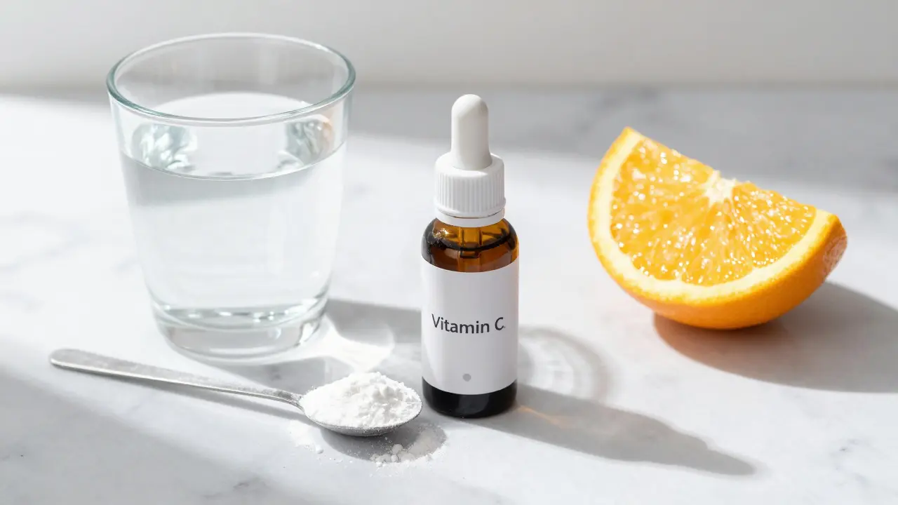 Doplněk stravy s kolagenem a sérum s vitamínem C