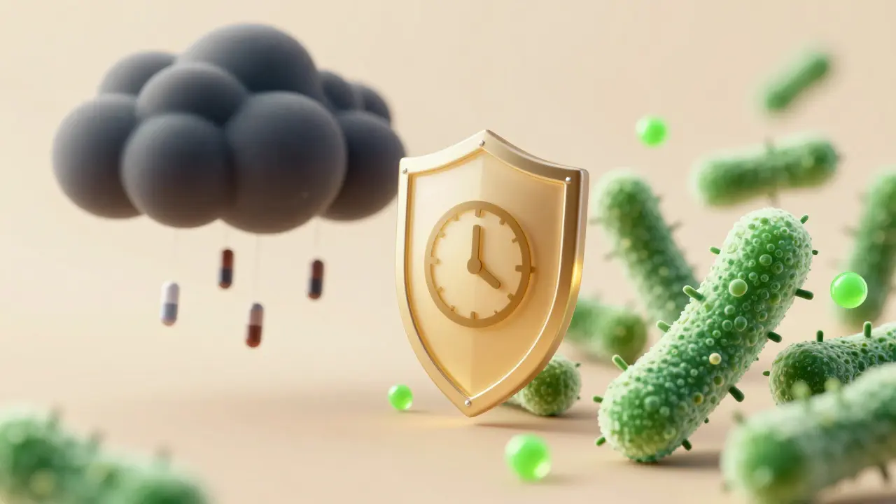 Koncept ochrany probiotik před antibiotiky pomocí časového odstupu