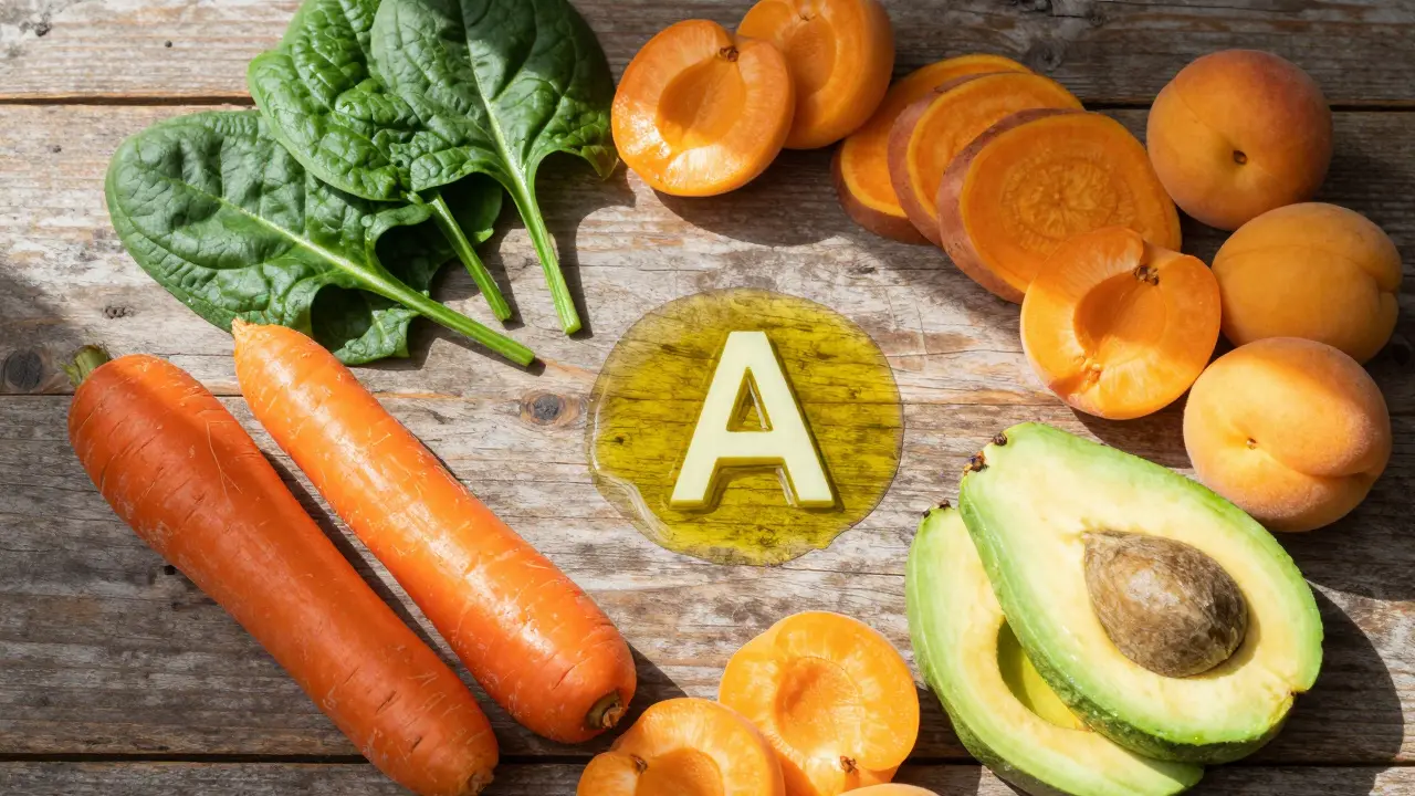 Mrkev, špenát a dýně s olejem jako zdroje vitamínu A