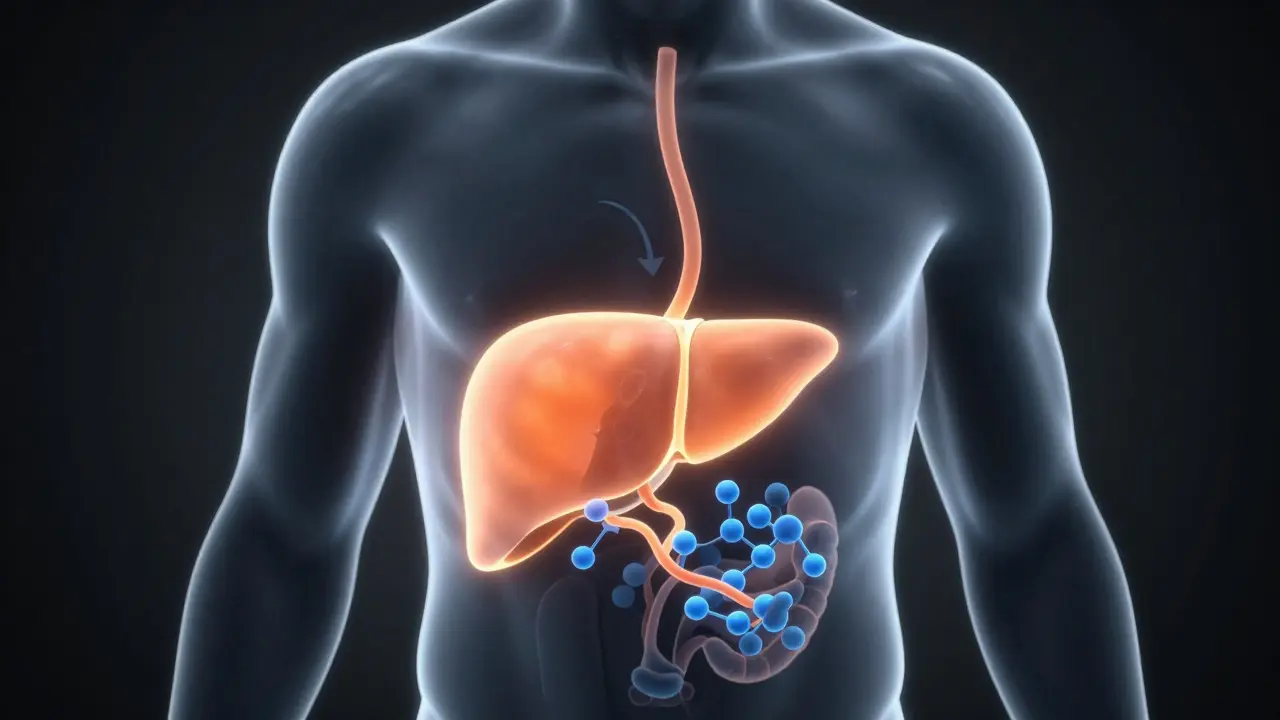 Ilustrace jater odbourávajících alkohol v těle, zdůrazňující pomalý metabolický proces
