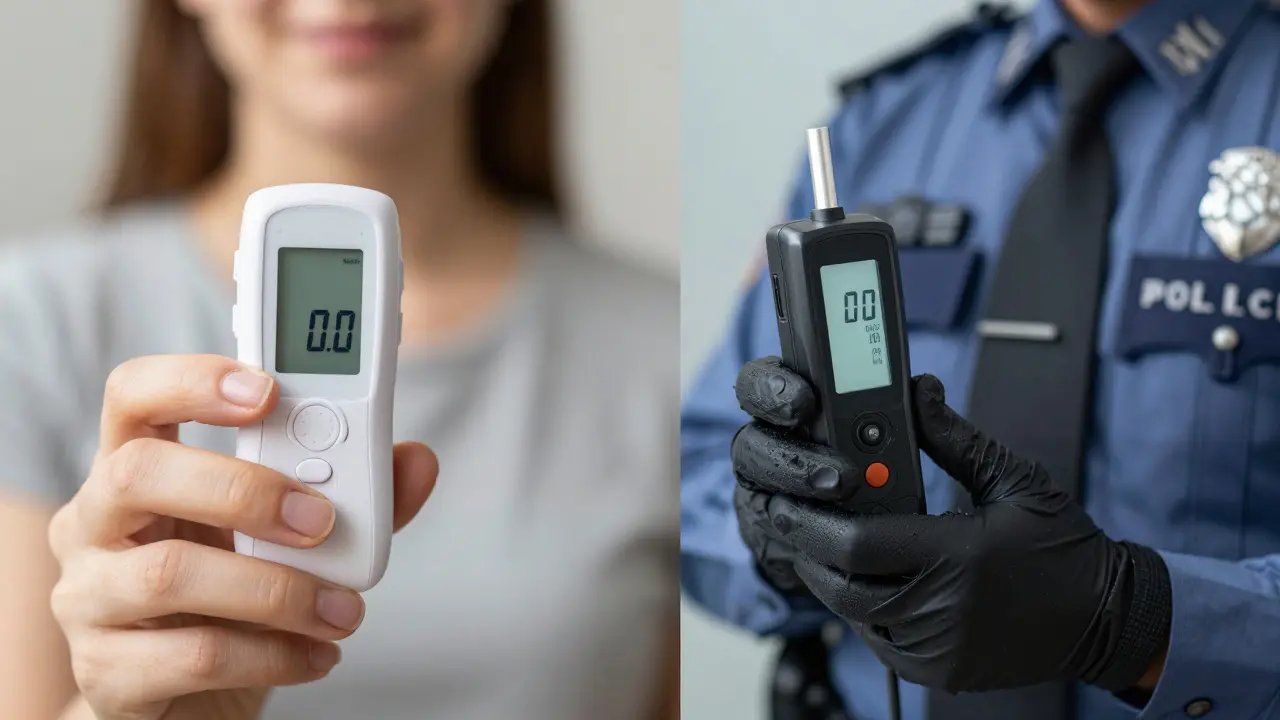 Porovnání levného domácího dechového testéru a profesionálního policejního přístroje