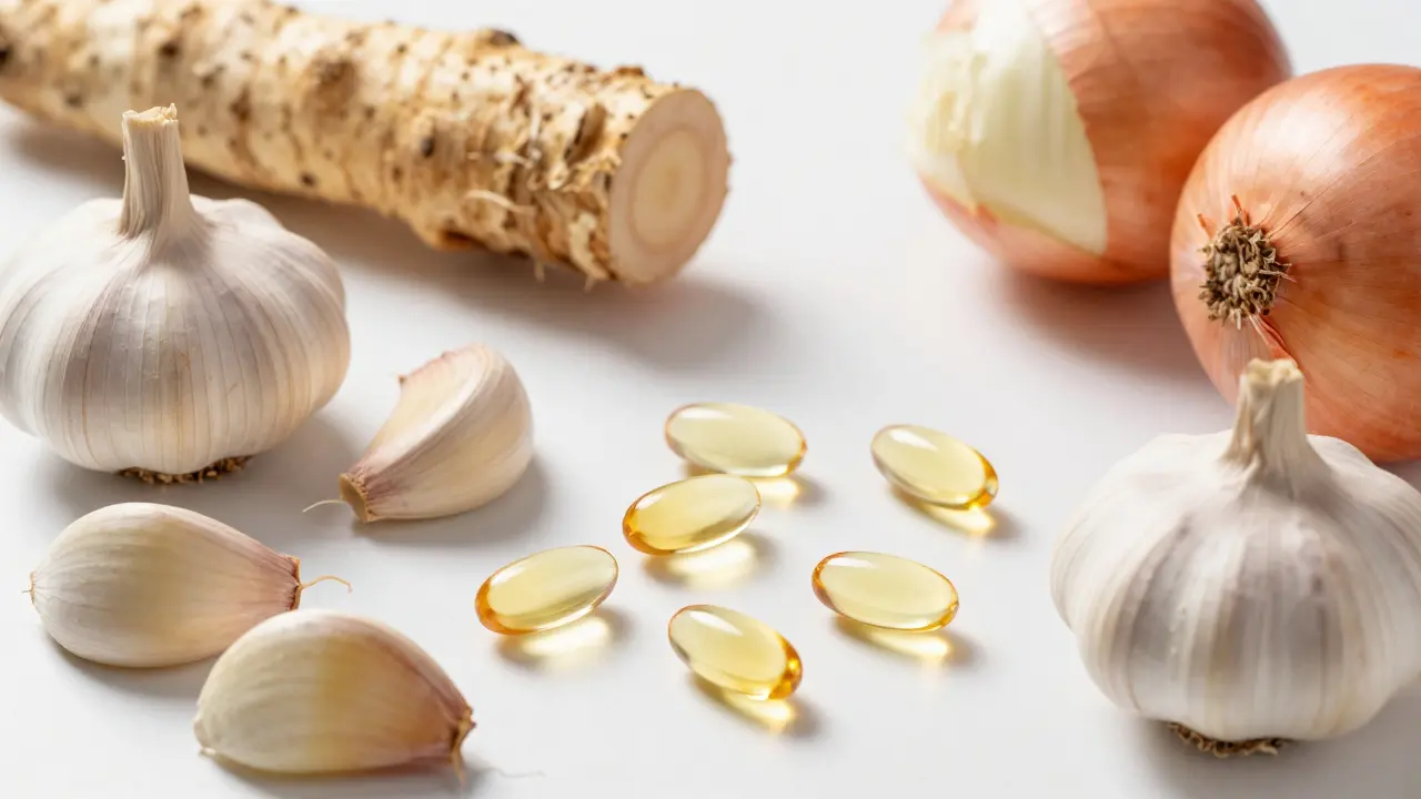 Prebiotika jako cibule a česnek vedle probiotik