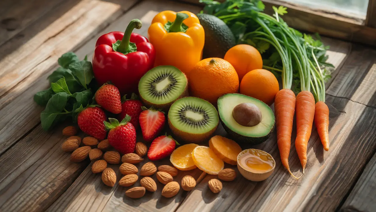 Čerstvé ovoce a zelenina bohaté na vitamíny pro pleť