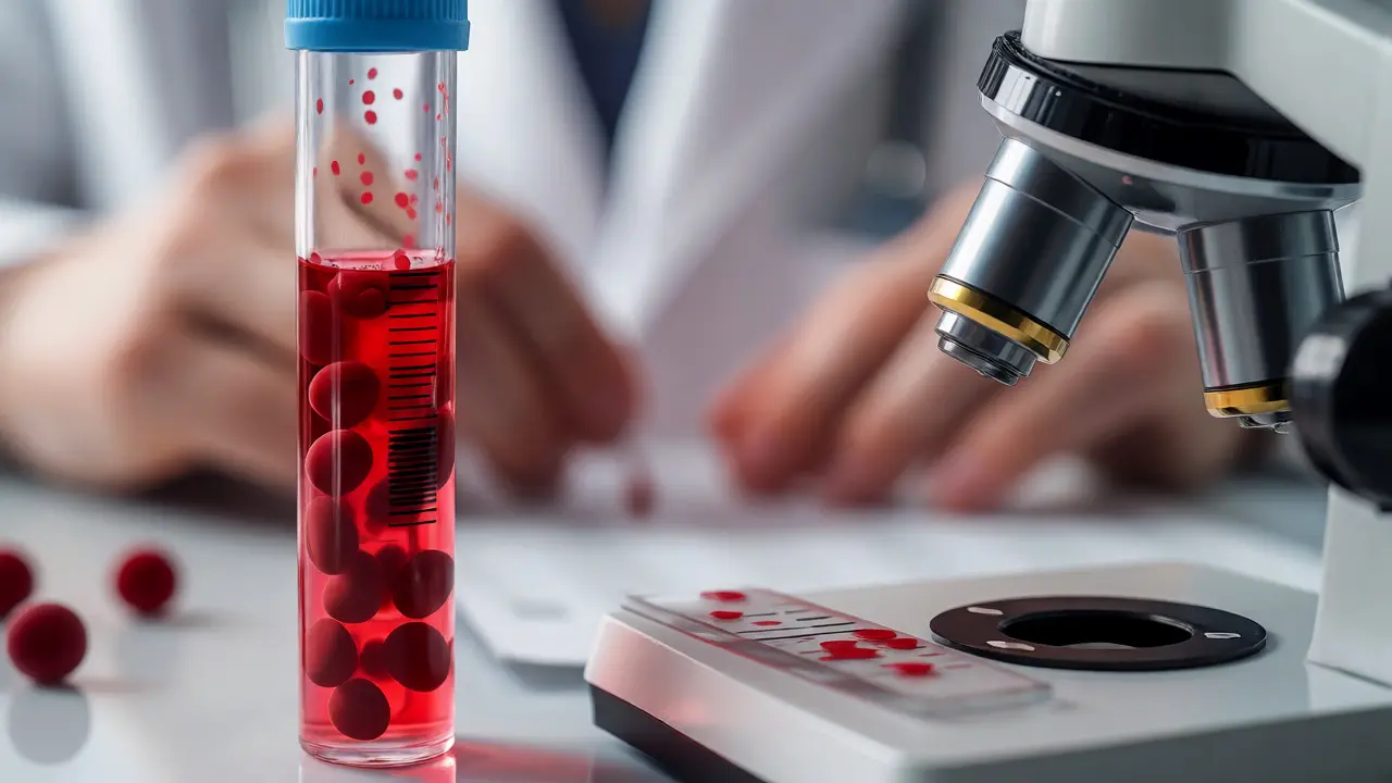 Laboratorní zkumavky s krví pro diagnostiku anémie a deficitu vitamínů